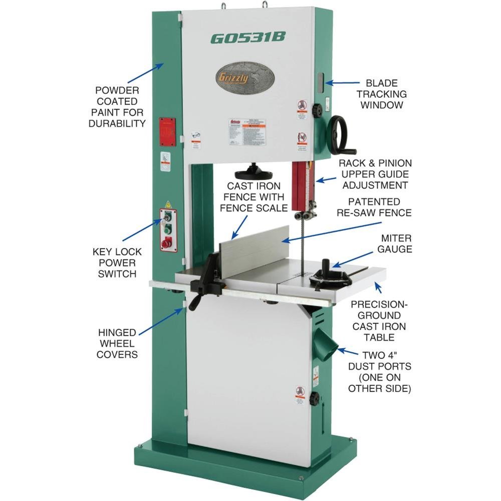 g0531b_det1-ea976659f4854f52a3c51c718bf618af.jpg Grizzly G0531B - 21" 5 HP Industrial Bandsaw w/ Brake - Image 6